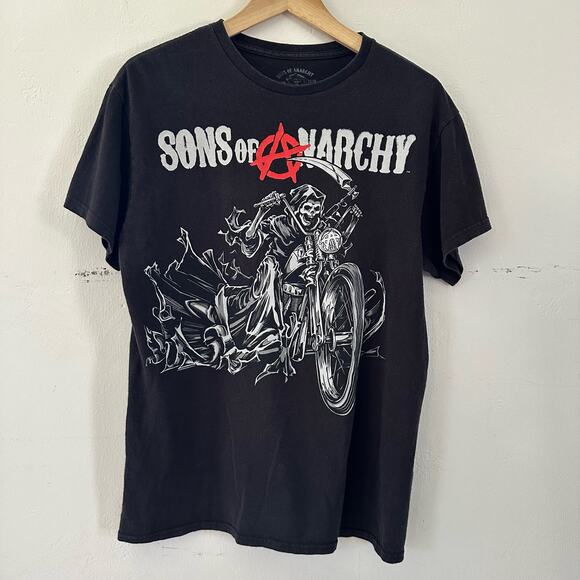 Sons of Anarchy Road Gear Short Sleeve Shirt Black Size Medium SOA - Picture 1 of 6